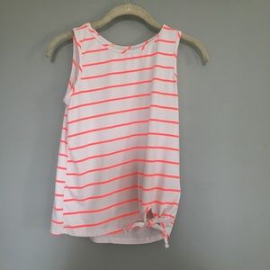 between white and neon pink tank top